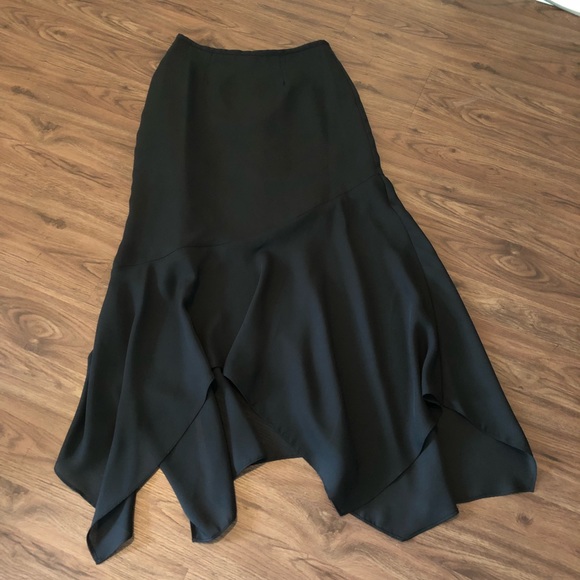 Veronique Young for W Dresses & Skirts - Black formal Midi Semi Sheer Asymmetrical Skirt